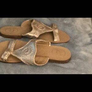 Jack Rogers gold leather sandals. New